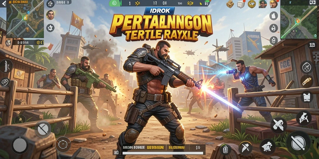 Tampilan gameplay menegangkan dalam game Battle Royale IDROK.